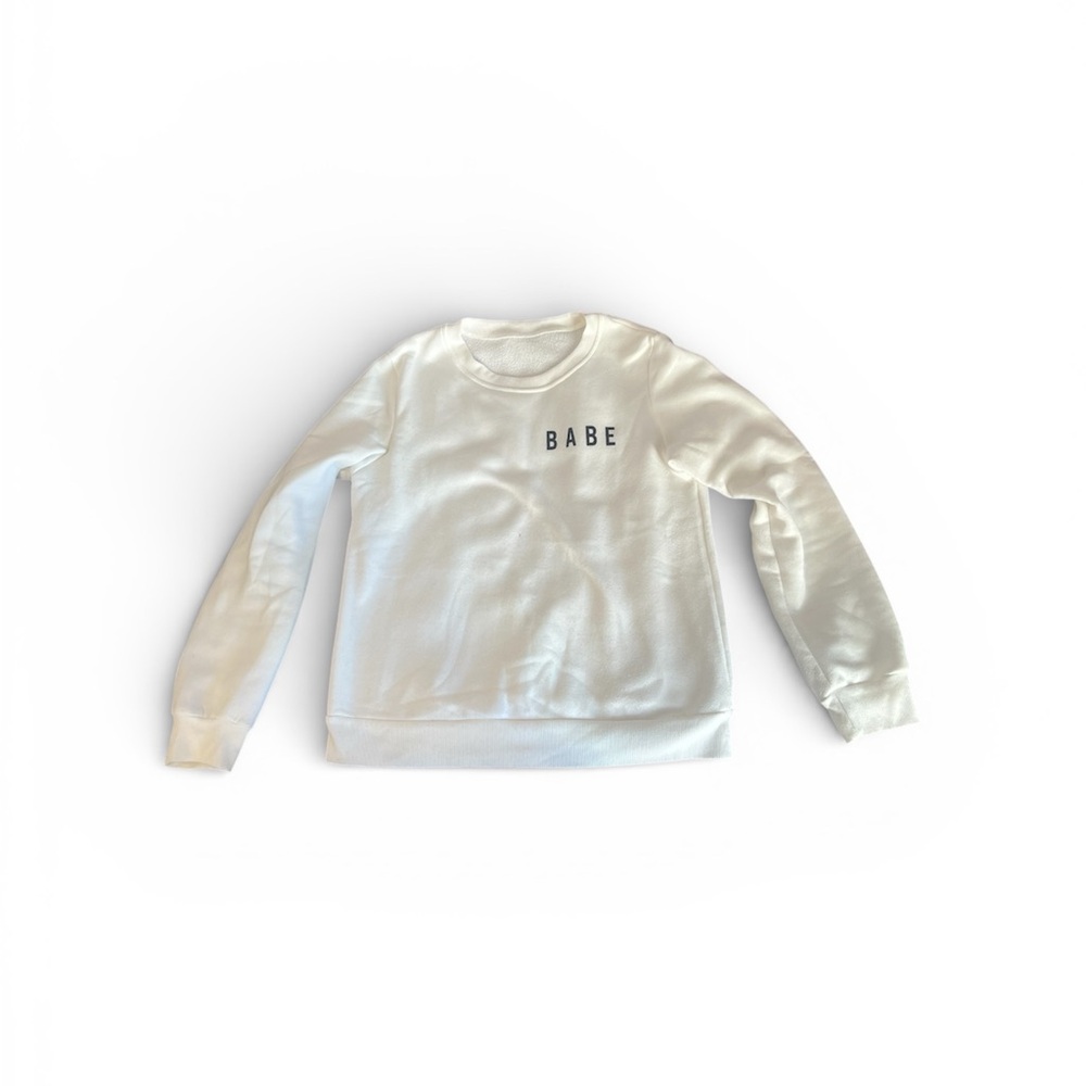 White Sweatshirt with 'Babe' Text